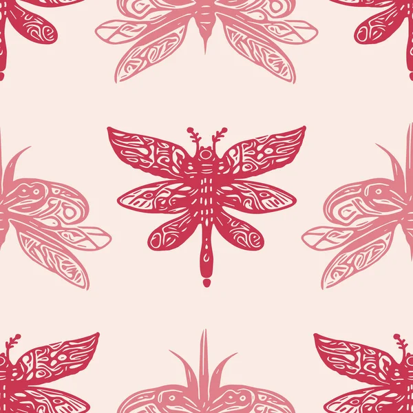 Retro Butterfly Seamless Pattern 70S Style Ecological Insect Garden Wildlife — стоковый вектор