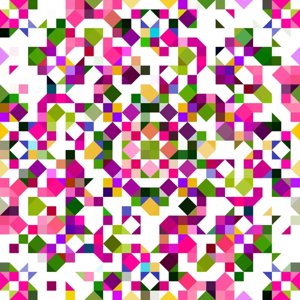 Retro geometric pixel pattern. Playful fun kaleidoscopic pink wallpaper. Colorful summer vintage geo dot mosaic for seamless texture background