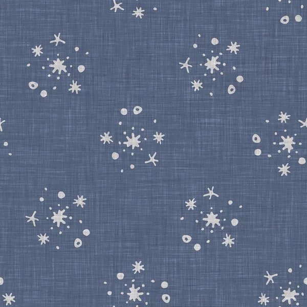 Seamless Christmas Snowflake Woven Linen Pattern Two Tone Seasonal Farmhouse — Stockfoto