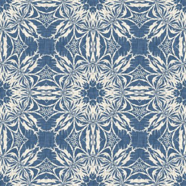 Çiftlik evi mavi kar tanesi desenli arka plan. Frosty batik damasch fransız efekti kusursuz arkaplan. Şenlikli soğuk tatil sezonu duvar kâğıdı döşemesi