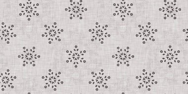 Kusursuz Noel kar taneleri örülmüş keten kenar. Mevsimlik iki ton kahverengi çiftlik evi donması. Fransız Xmas kar haçı bandı için tatil tekstili