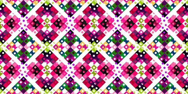 左右対称のピクセルパターン 遊び心のある楽しい万華鏡のピンクの壁紙 カラフルな夏のヴィンテージジオドットモザイクシームレスなテクスチャ背景 — ストック写真