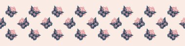 Retro butterfly seamless border. 70s style ecological insect garden wildlife trim. Earthy decorative lepidoptera edging