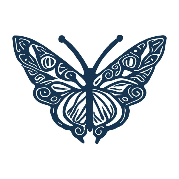 Decorative Butterfly Single Clip Art Vintage Vector Garden Bug Icon — Stock Vector