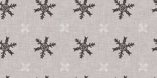 Seamless Christmas Snowflake Woven Linen Border Two Tone Seasonal Brown — Foto de Stock