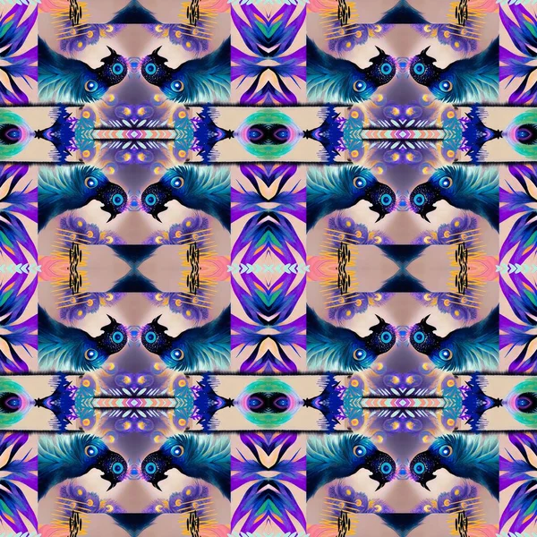 Brilliant Peacock Eye Geometric Wallpaper Pattern Elegant Blur Shimmer Colourful — Stock Fotó