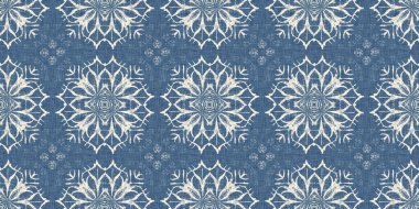 Çiftlik evi mavi kar taneleri sınır arkaplanı. Frosty Damasch Fransız Etkisi kurdelesi. Soğuk bayram bayramı washi kaseti