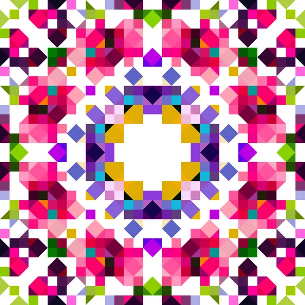 レトロ幾何学的なピクセルパターン 遊び心のある楽しい万華鏡のピンクの壁紙 カラフルな夏のヴィンテージジオドットモザイクシームレスなテクスチャ背景 — ストック写真