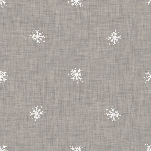 Seamless Christmas Snowflake Woven Linen Pattern Two Tone Seasonal Grey — Photo