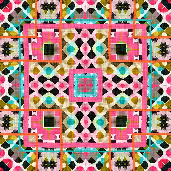 Kitsch Pattern Geometric Retro Design Seamless Background Trendy Modern Boho — Stockfoto