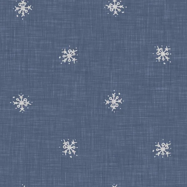 Seamless Christmas Snowflake Woven Linen Pattern Two Tone Seasonal Farmhouse — Foto de Stock