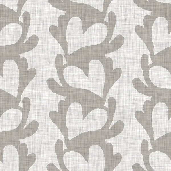 French Grey Doodle Motif Linen Seamless Pattern Tonal Country Cottage — Stock fotografie