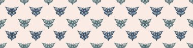 Retro butterfly seamless border. 70s style ecological insect garden wildlife trim. Earthy decorative lepidoptera edging