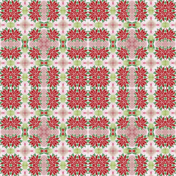 Seamless Christmas Poinsettia Retro Pattern Decorative Ornament Seasonal Red December —  Fotos de Stock