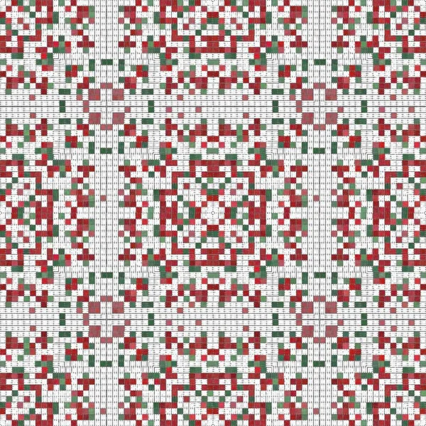 Seamless Christmas Poinsettia Cross Stitch Pattern Decorative Ornament Seasonal Red — Stock Photo, Image
