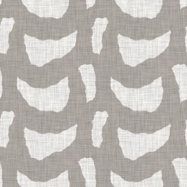 French grey doodle motif linen seamless pattern. Tonal country cottage style abstract scribble motif background. Simple vintage rustic fabric textile effect