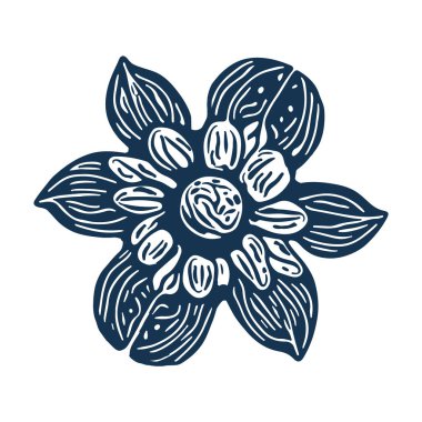 Dekoratif tek şarjör sanatı. Çiçek açan güzel için klasik vektör botanik çiçek ikonu. Çiçek açan yaprakların tasviri