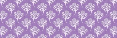 Cinsiyet ayrımı olmayan çiçek dikişsiz raster sınırı. Basit mor kaprisli 2 ton deseni. Çocuk odası duvar kâğıdı ya da her yerde skandal var.