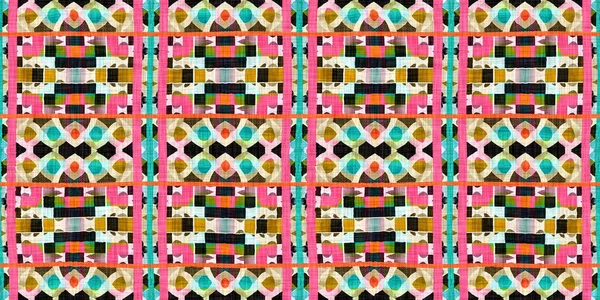 Kitsch Pattern Geometric Retro Design Seamless Border Background Trendy Modern — стоковое фото