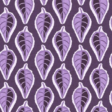 Cinsiyet olarak nötr mor botanik yaprak, dikişsiz raster arka plan. Basit, kaprisli, 2 tonlu bir model. Çocuk bezi duvar kâğıdı ya da her yerde skandal var.