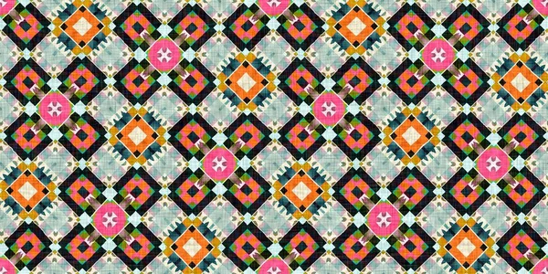 Kitsch Pattern Geometric Retro Design Seamless Border Background Trendy Modern — стоковое фото