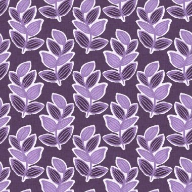 Cinsiyet olarak nötr mor botanik yaprak, dikişsiz raster arka plan. Basit, kaprisli, 2 tonlu bir model. Çocuk bezi duvar kâğıdı ya da her yerde skandal var.