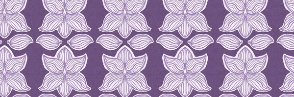 Gender neutral floral flower seamless raster border. Simple purple whimsical 2 tone pattern. Kids nursery wallpaper or scandi all over print