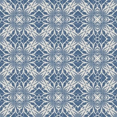 Çiftlik evi mavi kar tanesi desenli arka plan. Frosty batik damasch fransız efekti kusursuz arkaplan. Şenlikli soğuk tatil sezonu duvar kâğıdı döşemesi