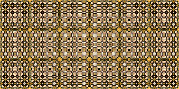 Traditional Tile Mosaic Seamless Border Pattern Print Fabric Effect Mexican — Foto Stock