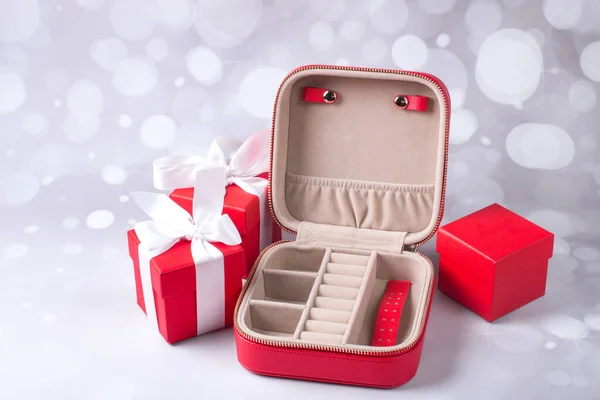 Red gift box. Jewelry Storage Box