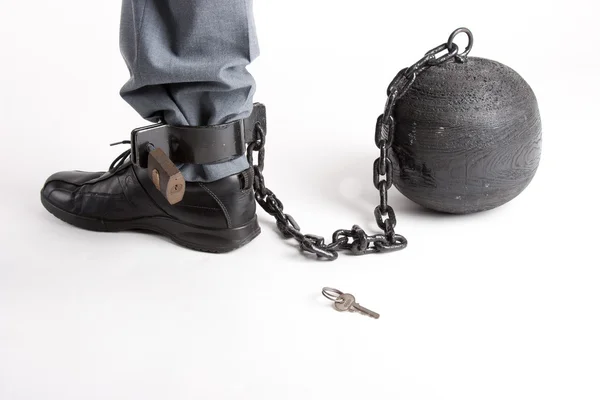 Foot with prison ball — Stock Photo, Image