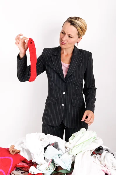 Busines woman laundering — Stock Photo, Image