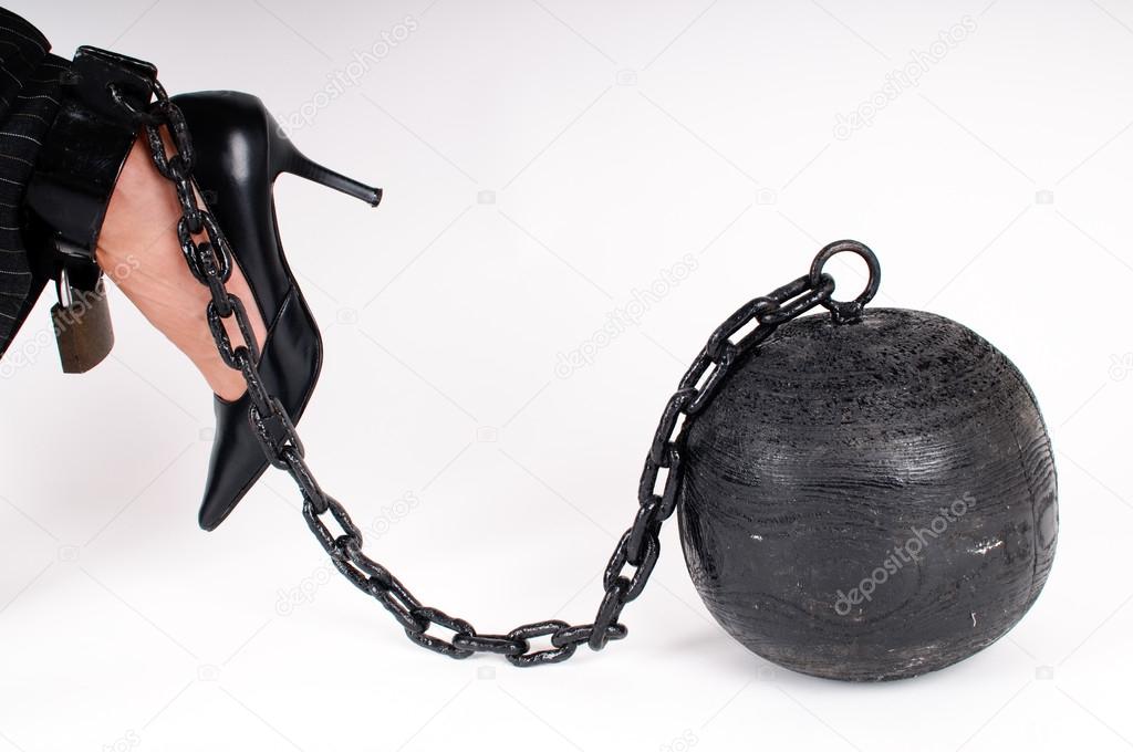 Foot with prison ball