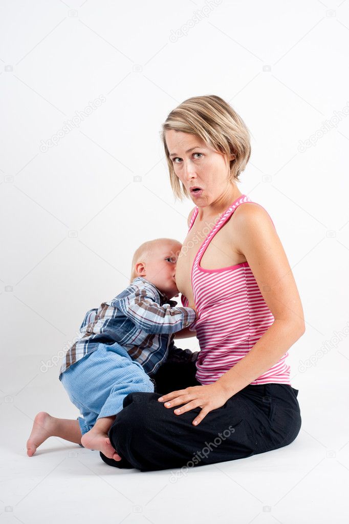 breastfeeding woman and child