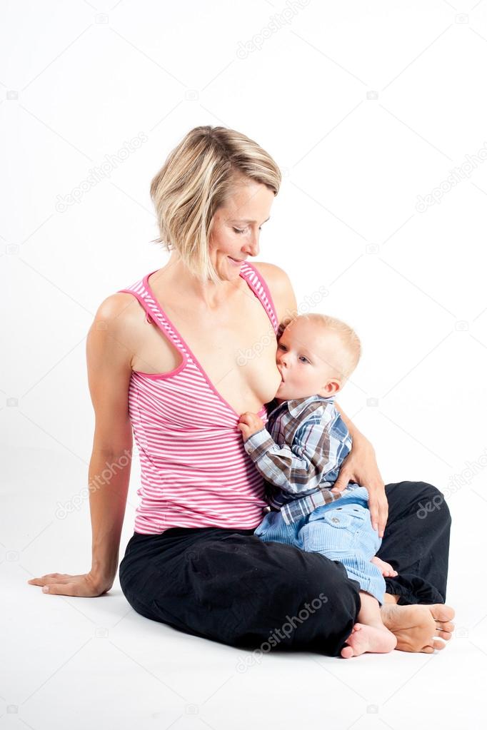 breastfeeding woman and child