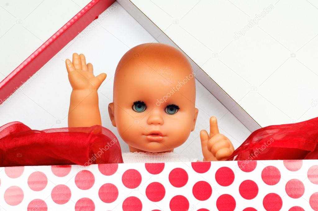 Baby doll in box