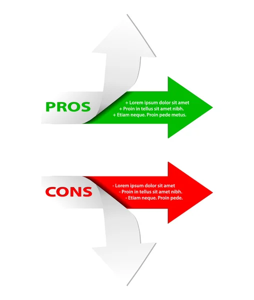 Due frecce vettoriali, una simboleggia i negativi, l'altra... — Vettoriale Stock