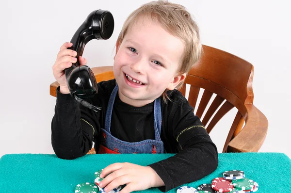 Boy playing poker — Stock Photo, Image