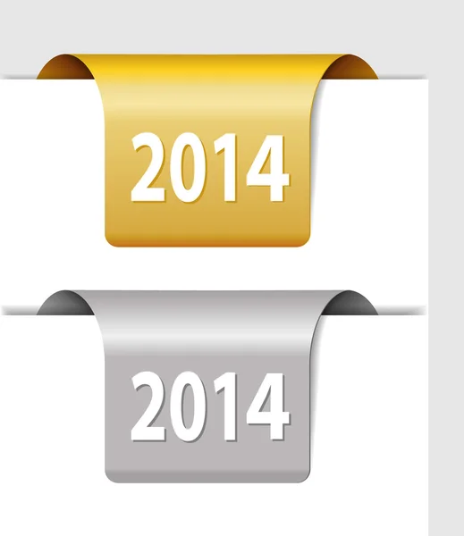 Zlaté a stříbrné popisky 2014 — Stockový vektor