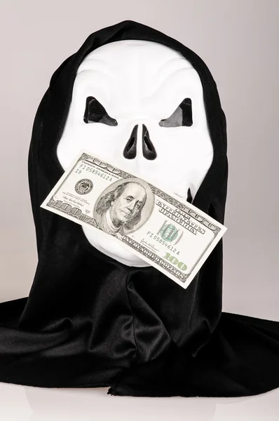 Death mask with dollars — Stock Photo, Image