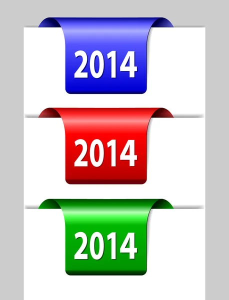 Red, green and blue 2014 labels — Stock Vector