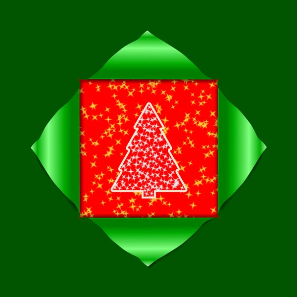 Kerstboom in het groen frame — Stockvector