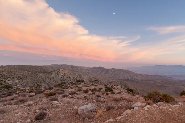 Vue sur la lune au-dessus des clés - Parc national Joshua Tree — Photo