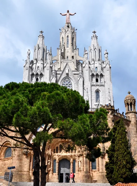 Temple on mountain top - Tibidabo in Barcelona city. Spain — Stock Photo, Image