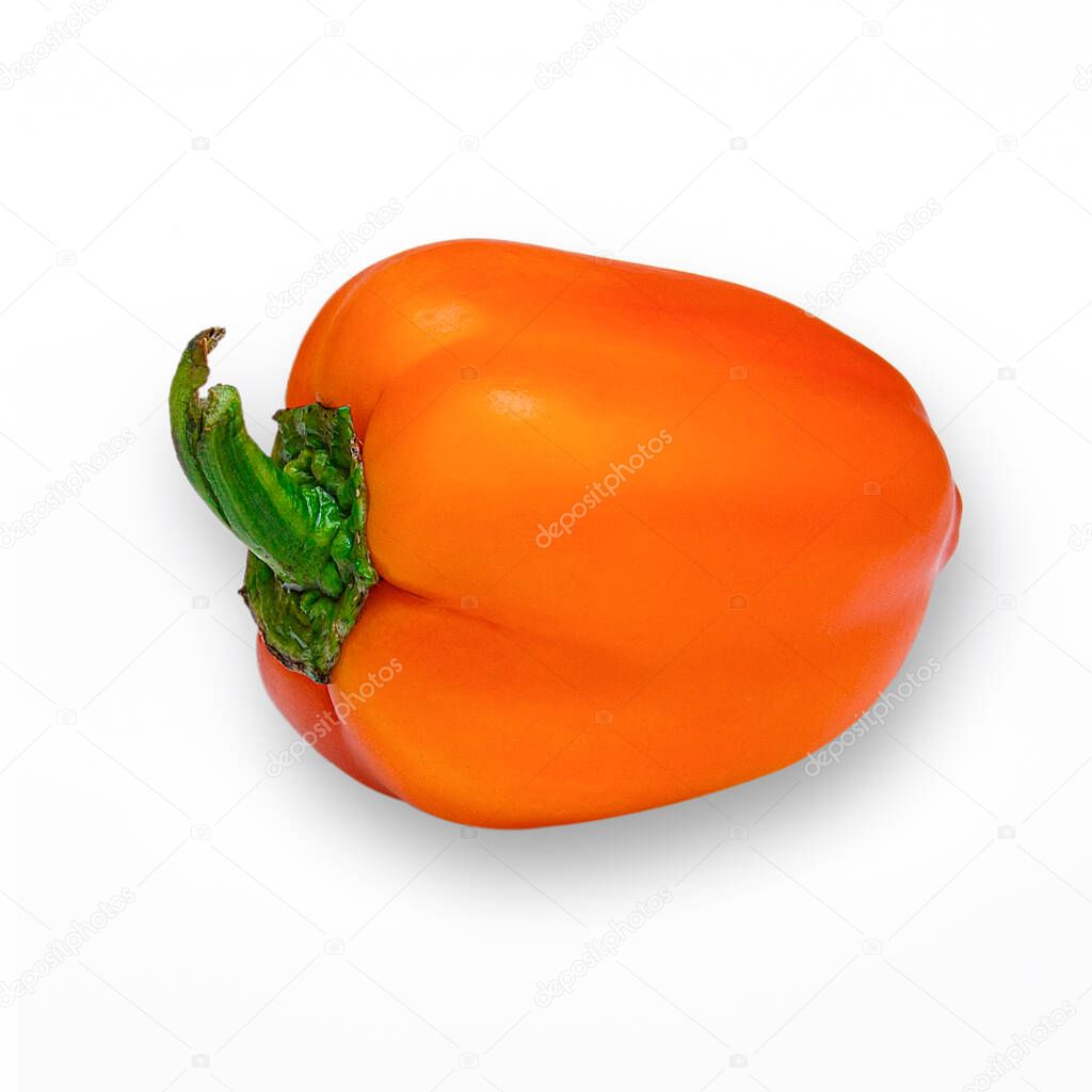 Red bell pepper on white background with shadow