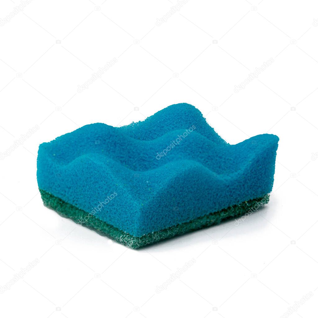 blue sponge for washing dishes isolated on white