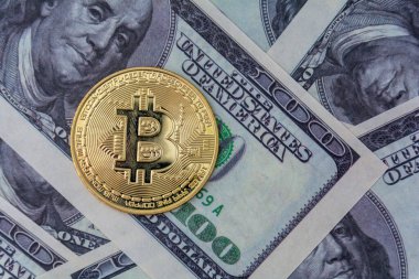 Bitcoin para ve nakit para geçmişi. Bitcoin büyüme yatırım konsepti. Şık haber duvar kâğıdı.