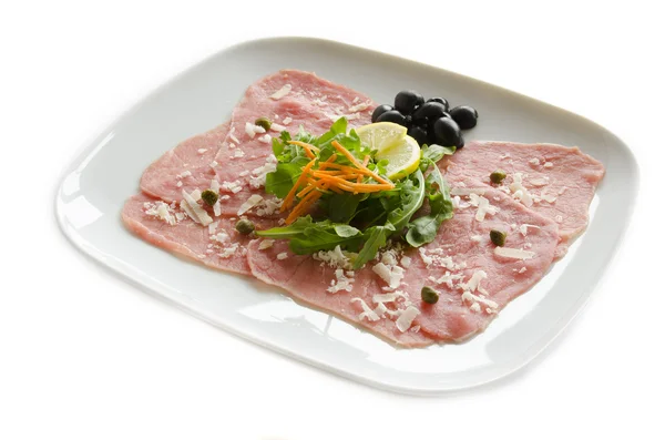 White meat Carpaccio with Parmesan Cheese — Stock Photo, Image