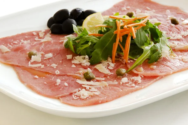 White meat Carpaccio with Parmesan Cheese — Stock Photo, Image