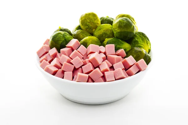 Brussels Sprouts and ham — Stock Photo, Image